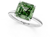 White gold Fancy Green Asscher  Cut Solitaire Ring with Thin Band and Four-Prong Setting_18