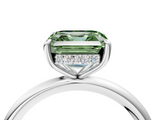 White gold Fancy Green Asscher  Cut Solitaire Ring with Thin Band and Four-Prong Setting_21