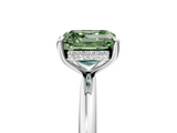 White gold Fancy Green Asscher  Cut Solitaire Ring with Thin Band and Four-Prong Setting_22