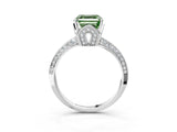 White gold Fancy Green Asscher Cut Solitaire Split Shank Pave Diamond Engagement Ring with Four-Prong Setting_27