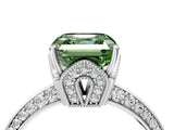 White gold Fancy Green Asscher Cut Solitaire Split Shank Pave Diamond Engagement Ring with Four-Prong Setting_4