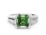 White gold Fancy Green Asscher Cut Solitaire Tension Set Diamond Ring with Split Shank Band_12