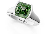 White gold Fancy Green Asscher Cut Solitaire Tension Set Diamond Ring with Split Shank Band_13