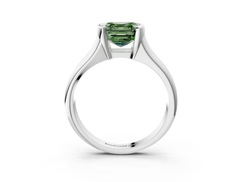 White gold Fancy Green Asscher Cut Solitaire Tension Set Diamond Ring with Split Shank Band_15