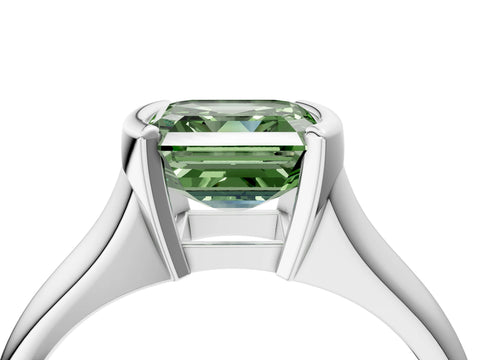 White gold Fancy Green Asscher Cut Solitaire Tension Set Diamond Ring with Split Shank Band_16