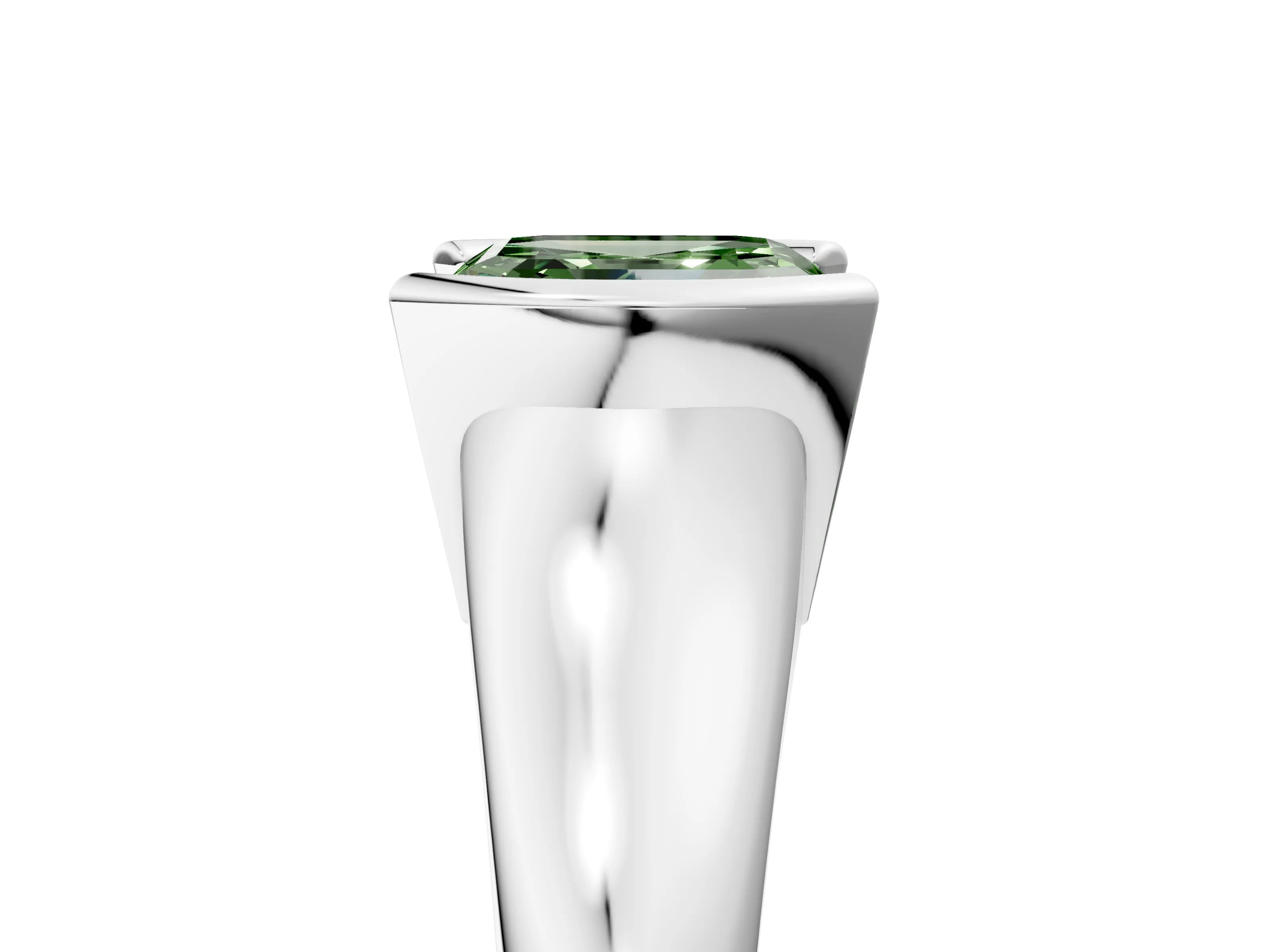 White gold Fancy Green Asscher Cut Solitaire Tension Set Diamond Ring with Split Shank Band_17