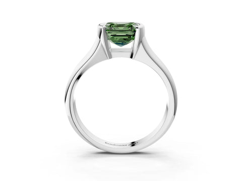 White gold Fancy Green Asscher Cut Solitaire Tension Set Diamond Ring with Split Shank Band_3