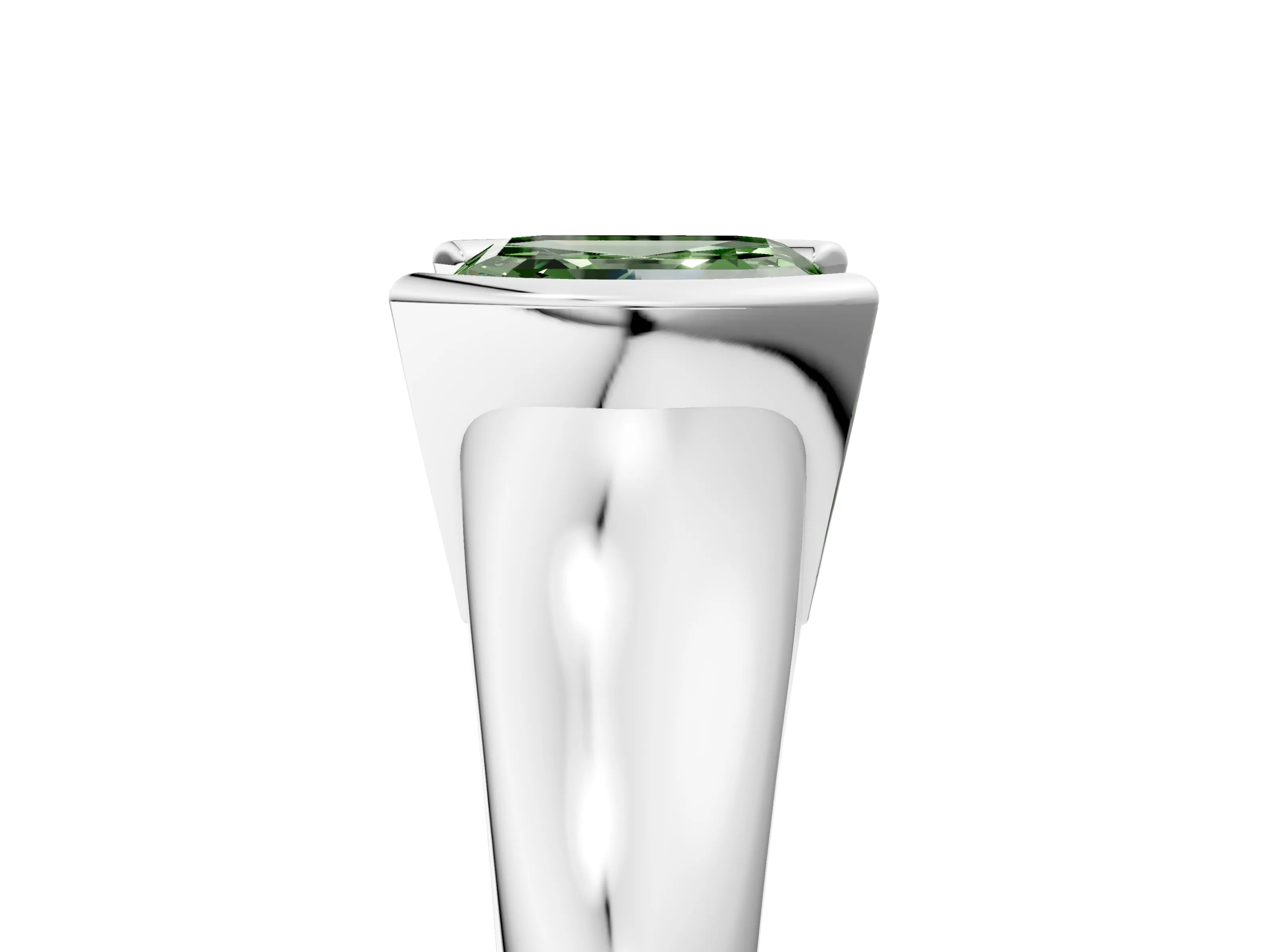 White gold Fancy Green Asscher Cut Solitaire Tension Set Diamond Ring with Split Shank Band_5