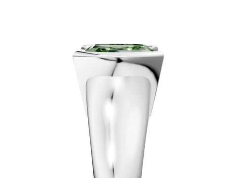 White gold Fancy Green Asscher Cut Solitaire Tension Set Diamond Ring with Split Shank Band_5