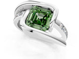 White gold Fancy Green Asscher Cut Solitaire Tension-Set Diamond Split Shank Ring_13