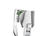 White gold Fancy Green Asscher Cut Solitaire Tension-Set Diamond Split Shank Ring_17
