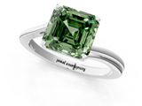 White gold Fancy Green Asscher  Cut Solitaire Twist Band Ring with Four-Prong Setting_18