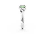 White gold Fancy Green Asscher  Cut Solitaire Twist Band Ring with Four-Prong Setting_19