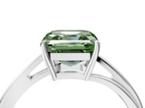 White gold Fancy Green Asscher  Cut Solitaire Twist Band Ring with Four-Prong Setting_21