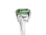 White gold Fancy Green Asscher  Cut Solitaire Twist Band Ring with Four-Prong Setting_22
