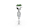 White gold Fancy Green Asscher Cut Solitaire Twist Pave Diamond Engagement Ring with Prong Setting_14