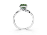White gold Fancy Green Asscher Cut Solitaire Twist Pave Diamond Engagement Ring with Prong Setting_15
