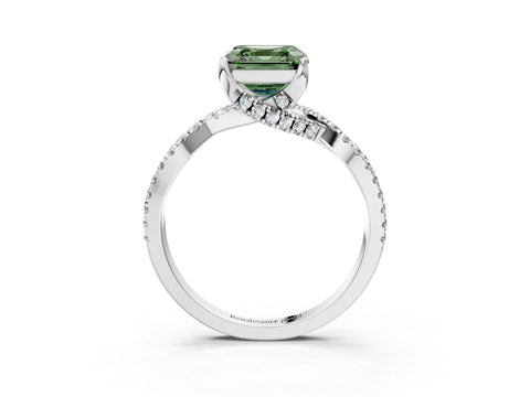 White gold Fancy Green Asscher Cut Solitaire Twist Pave Diamond Engagement Ring with Prong Setting_15