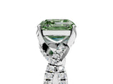 White gold Fancy Green Asscher Cut Solitaire Twist Pave Diamond Engagement Ring with Prong Setting_17