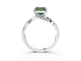 White gold Fancy Green Asscher Cut Solitaire Twist Pave Diamond Engagement Ring with Prong Setting_27