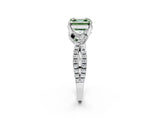 White gold Fancy Green Asscher Cut Solitaire Twist Pave Diamond Engagement Ring with Prong Setting_2
