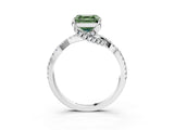 White gold Fancy Green Asscher Cut Solitaire Twist Pave Diamond Engagement Ring with Prong Setting_3