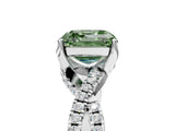 White gold Fancy Green Asscher Cut Solitaire Twist Pave Diamond Engagement Ring with Prong Setting_5