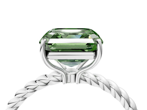 White gold Fancy Green Asscher Cut Solitaire Twisted Band 4-Prong Ring_40