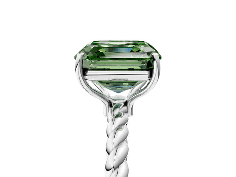 White gold Fancy Green Asscher Cut Solitaire Twisted Band 4-Prong Ring_41