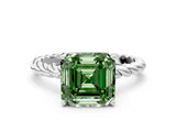 White gold Fancy Green Asscher  Cut Solitaire Twisted Band with Four-Prong Setting_29