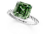 White gold Fancy Green Asscher  Cut Solitaire Twisted Band with Four-Prong Setting_30