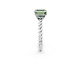 White gold Fancy Green Asscher  Cut Solitaire Twisted Band with Four-Prong Setting_31