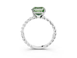 White gold Fancy Green Asscher  Cut Solitaire Twisted Band with Four-Prong Setting_32