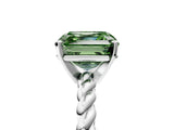 White gold Fancy Green Asscher  Cut Solitaire Twisted Band with Four-Prong Setting_34