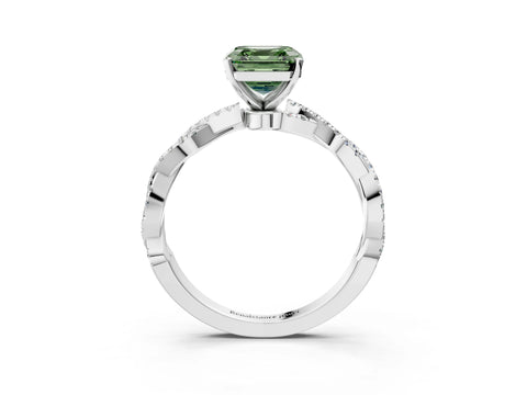 White gold Fancy Green Asscher Cut Solitaire Twisted Pave Band with Four-Prong Setting_18