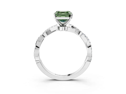 White gold Fancy Green Asscher Cut Solitaire Twisted Pave Band with Four-Prong Setting_6