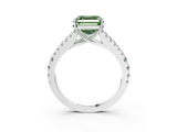White gold Fancy Green Asscher  Cut Split Shank Pave Diamond Engagement Ring with Four-Prong Setting_3