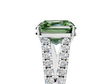 White gold Fancy Green Asscher  Cut Split Shank Pave Diamond Engagement Ring with Four-Prong Setting_5