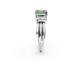 White gold Fancy Green Asscher  Cut Three-Stone Channel Set Ring with Bar Prongs_2