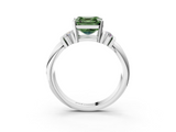 White gold Fancy Green Asscher  Cut Three-Stone Channel Set Ring with Bar Prongs_3