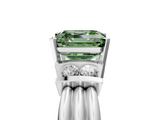 White gold Fancy Green Asscher  Cut Three-Stone Channel Set Ring with Bar Prongs_5