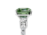 White gold Fancy Green Asscher  Cut Three-Stone Diamond Pavé Band with Prong Setting_22