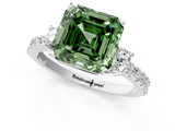 White gold Fancy Green Asscher  Cut Three-Stone Diamond Pavé Band with Prong Setting_23
