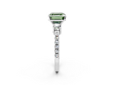White gold Fancy Green Asscher  Cut Three-Stone Diamond Pavé Band with Prong Setting_24