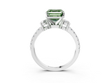 White gold Fancy Green Asscher  Cut Three-Stone Diamond Pavé Band with Prong Setting_25