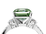 White gold Fancy Green Asscher  Cut Three-Stone Diamond Pavé Band with Prong Setting_26