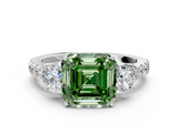White gold Fancy Green Asscher  Cut Three-Stone Diamond Pave Band with Prong Setting_50