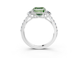 White gold Fancy Green Asscher  Cut Three-Stone Diamond Pave Band with Prong Setting_53
