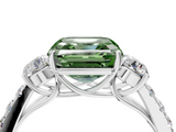 White gold Fancy Green Asscher  Cut Three-Stone Diamond Pave Band with Prong Setting_54