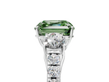 White gold Fancy Green Asscher  Cut Three-Stone Diamond Pave Band with Prong Setting_56